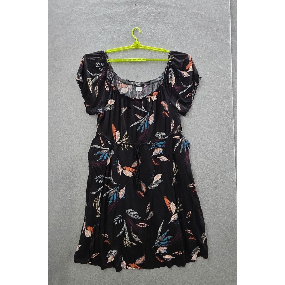 Torrid Women Dress 5 Black Floral Fit & Flare Romantic Garden Ruffle Relaxed